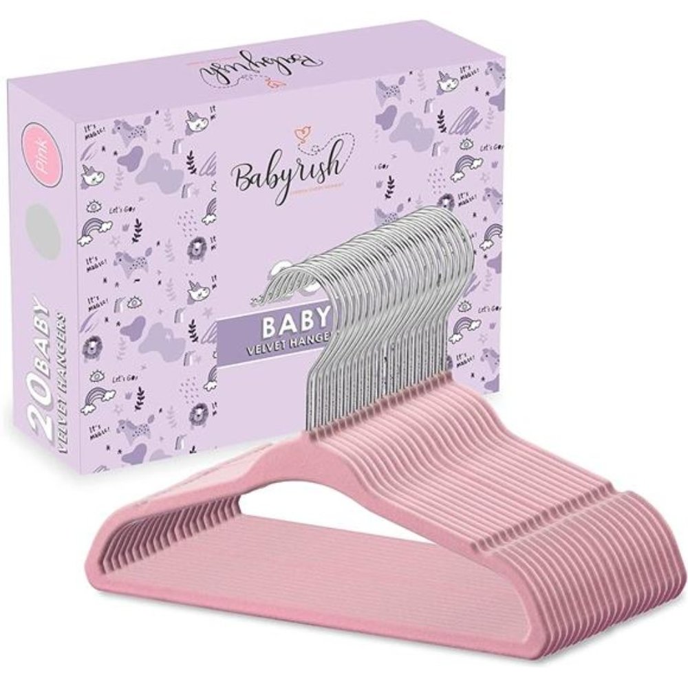 Pack of 20 Baby Hangers for Closet Velvet Pink